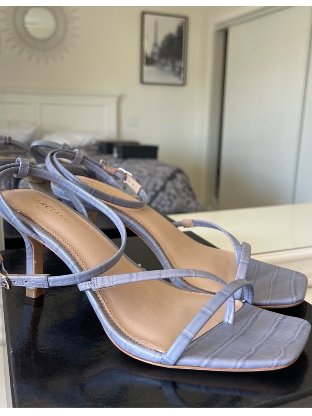 MARCIANO GUESS Croco Heel Sandals Size 6.5